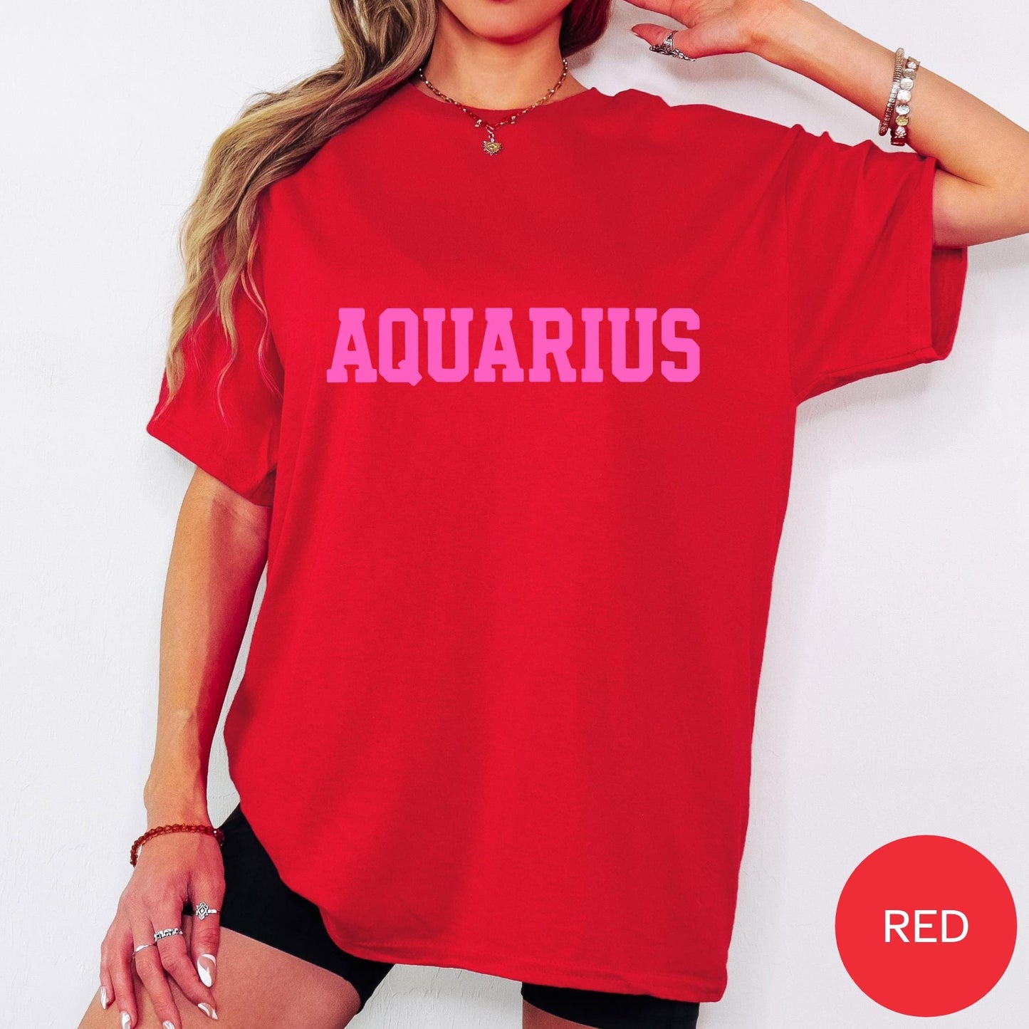Aquarius Zodiac Puff Print Birthday Horoscope T-Shirt