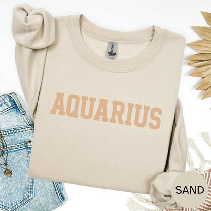 SAND Aquarius Zodiac Puff Print Sweatshirt T-shirt Hoodie Birthday Astrology Top