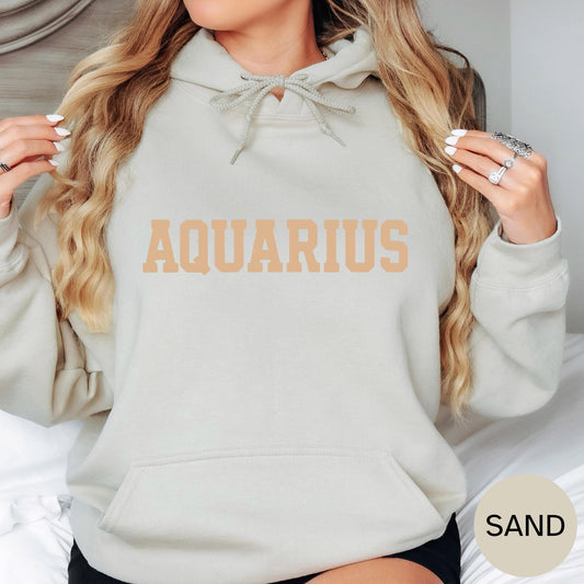 SAND Aquarius Zodiac Puff Print Sweatshirt T-shirt Hoodie Birthday Astrology Top