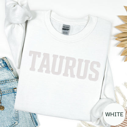 WHITE Taurus Zodiac Puff Print Sweatshirt T-shirt Hoodie Birthday Astrology Top