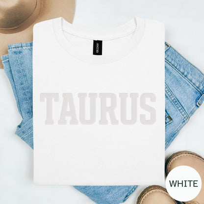 WHITE Taurus Zodiac Puff Print Sweatshirt T-shirt Hoodie Birthday Astrology Top