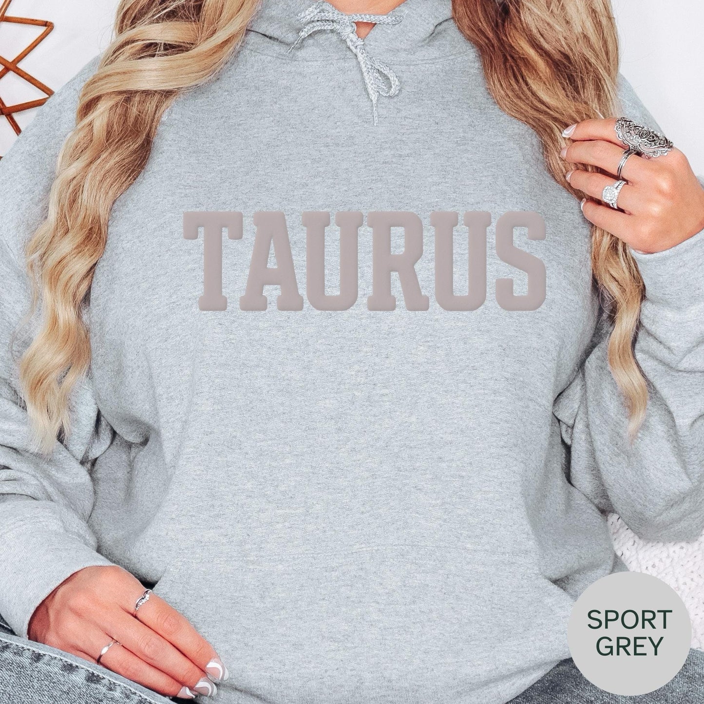 SPORT GREY Taurus Zodiac Puff Print Sweatshirt T-shirt Hoodie Birthday Astrology Top