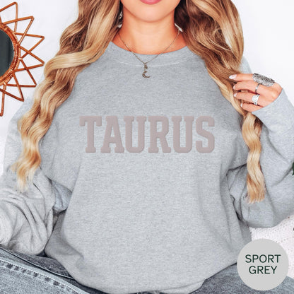SPORT GREY Taurus Zodiac Puff Print Sweatshirt T-shirt Hoodie Birthday Astrology Top