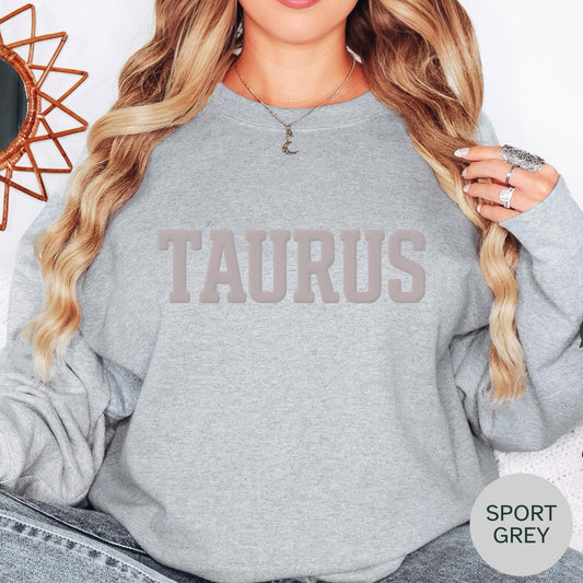 SPORT GREY Taurus Zodiac Puff Print Sweatshirt T-shirt Hoodie Birthday Astrology Top