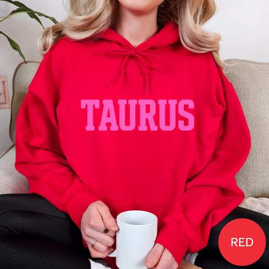 TAURUS Zodiac Puff Print HOODIE Birthday Horoscope