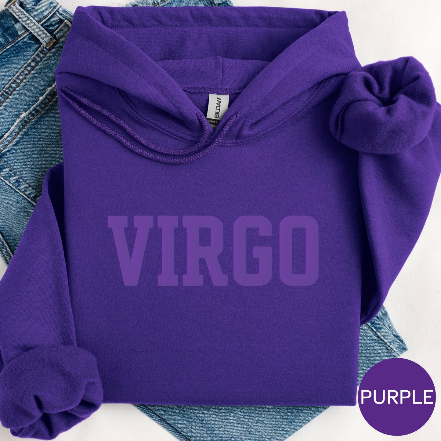 PURPLE Virgo Zodiac Puff Print Sweatshirt T-shirt Hoodie Birthday Astrology Top