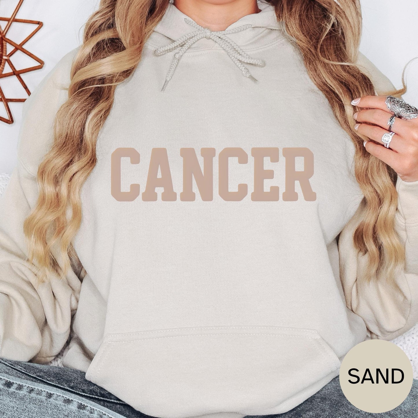 SAND Cancer Zodiac Puff Print Sweatshirt T-shirt Hoodie Birthday Astrology Top