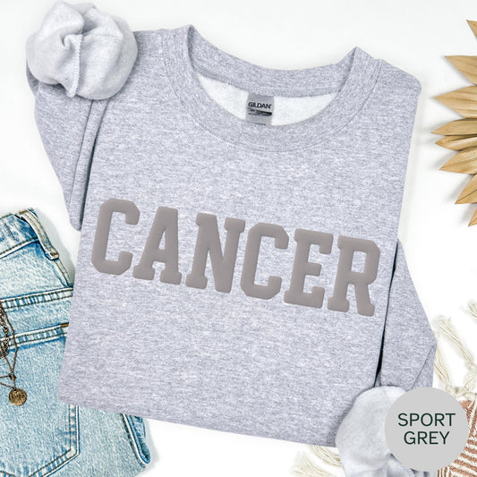 SPORT GREY Cancer Zodiac Puff Print Sweatshirt T-shirt Hoodie Birthday Astrology Top
