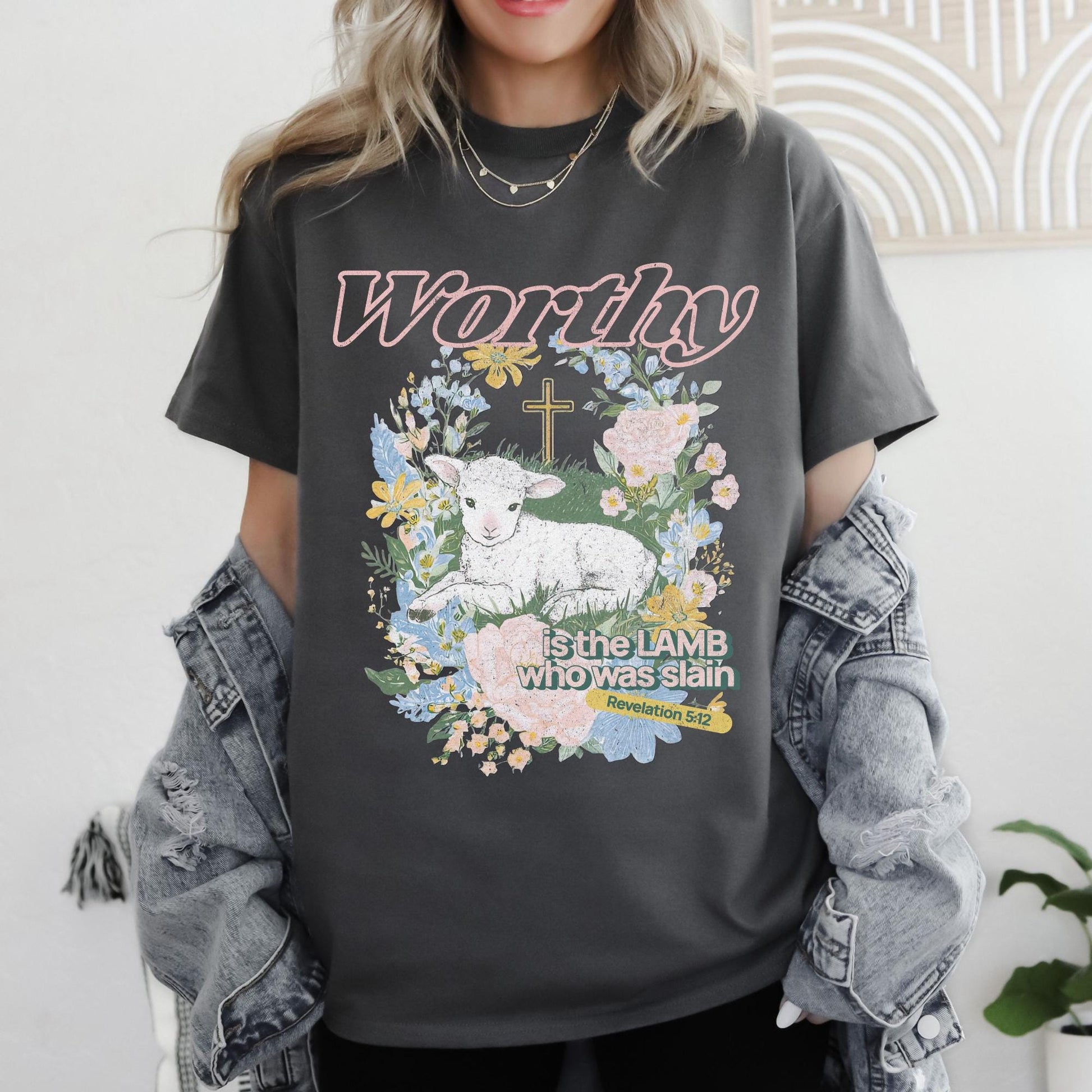 Worthy is the Lamb who was Slain Christian Easter Graphic T-shirt