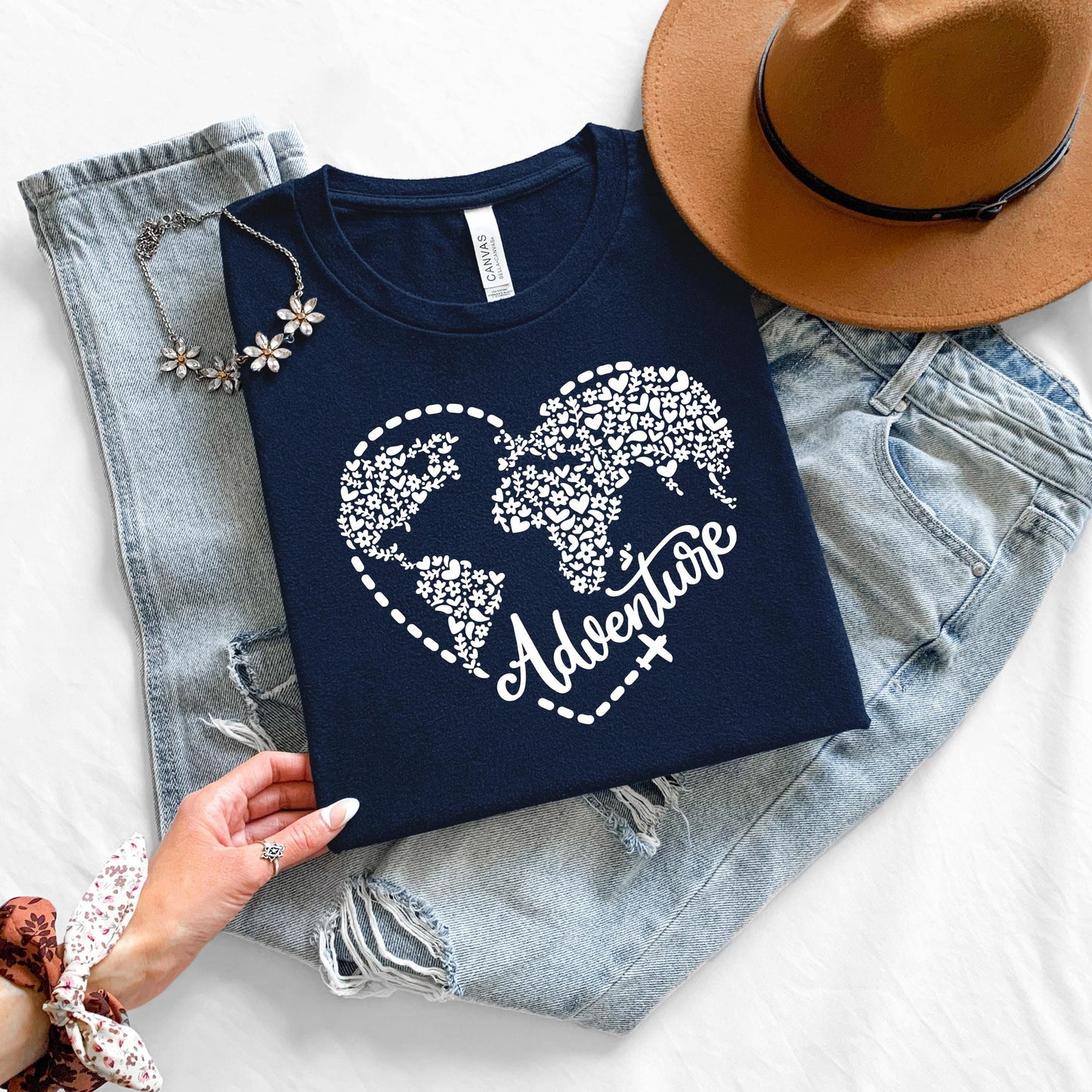 adventure shirt with heart graphic outdoor tee travel shirt hiking nature lover top minimalist adventure tee
