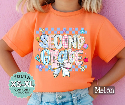 Second Grade Girls Back to School Shirt: Comfort Colors Cotton Tee