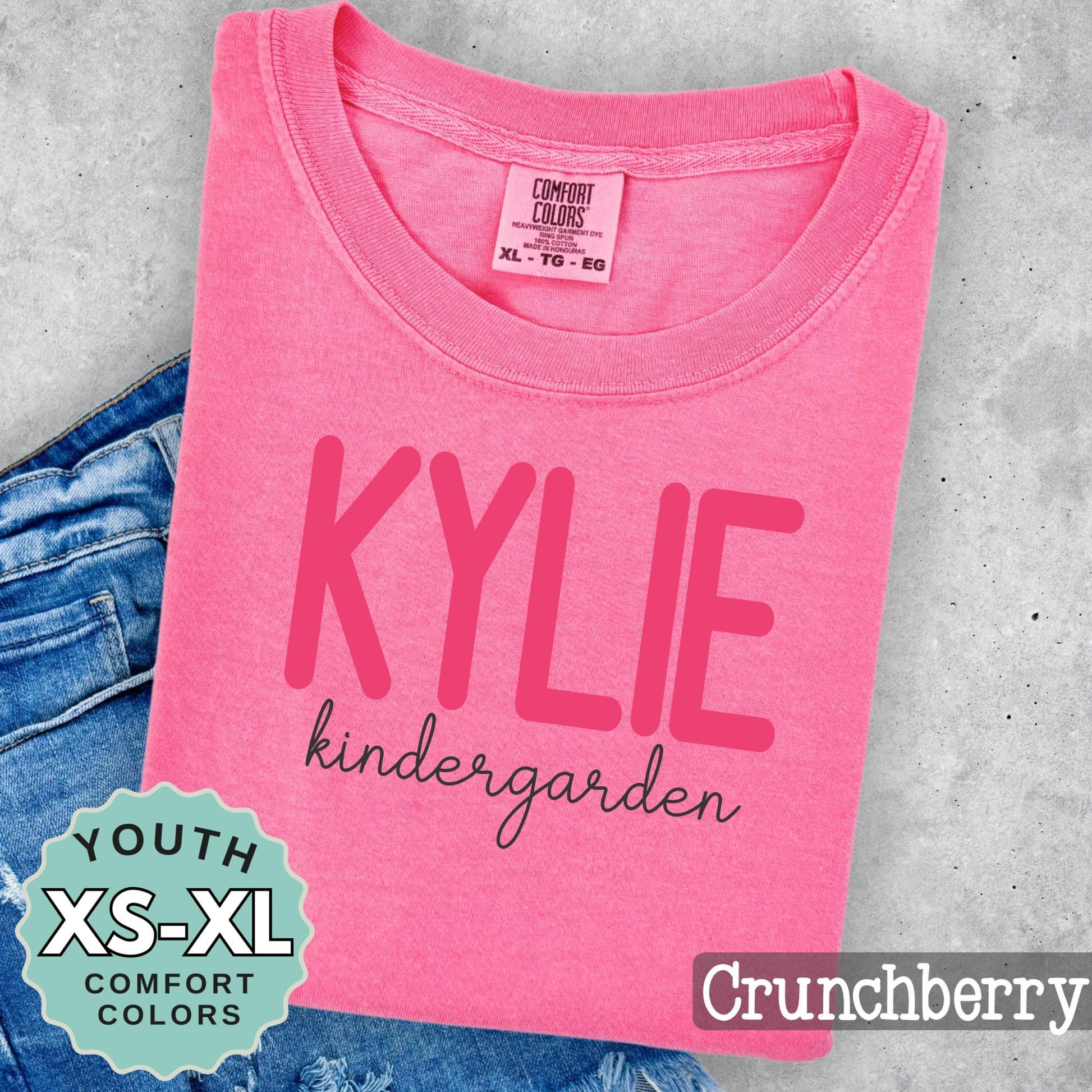 Personalized Kindergarten Shirt: First Day of School Outfit, Comfort Colors Tee