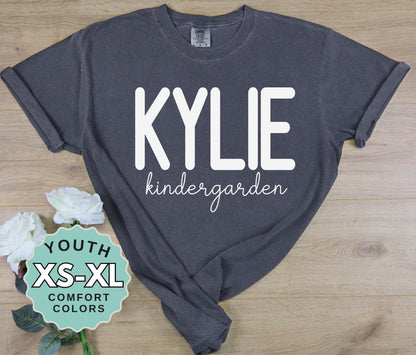 Personalized Kindergarten Shirt: First Day of School Outfit, Comfort Colors Tee