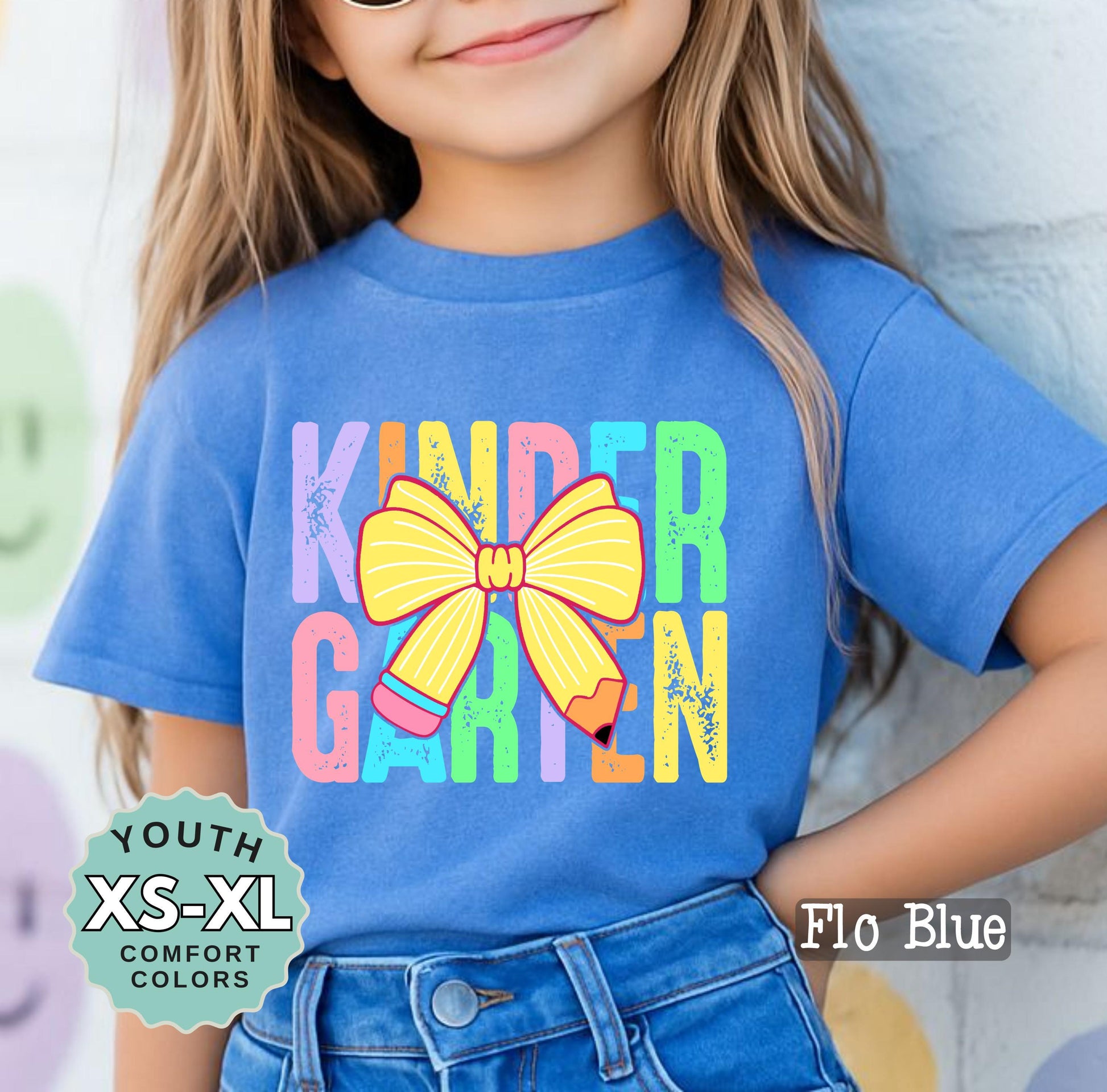 Kindergarten Girls Back to School Shirt: Bow & Pencil Design