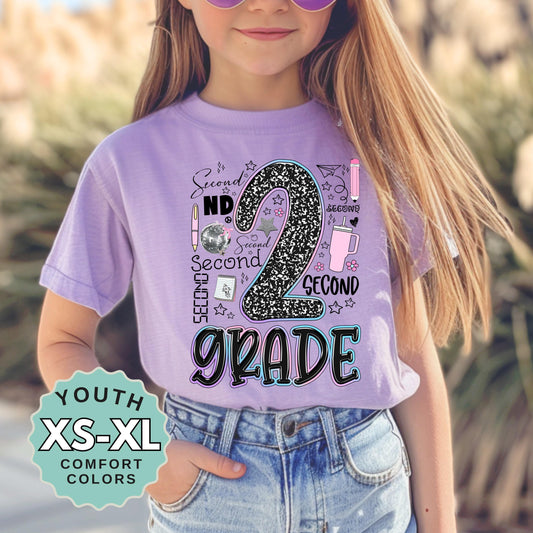 second grade shirt for girl cute back to school tee 2nd grade shirt for daughter first day of school shirt girls school outfit youth tee