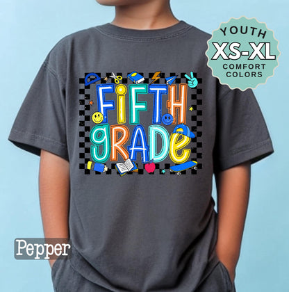 Fifth Grade Boys Back to School Shirt: Comfort Colors Cotton Tee