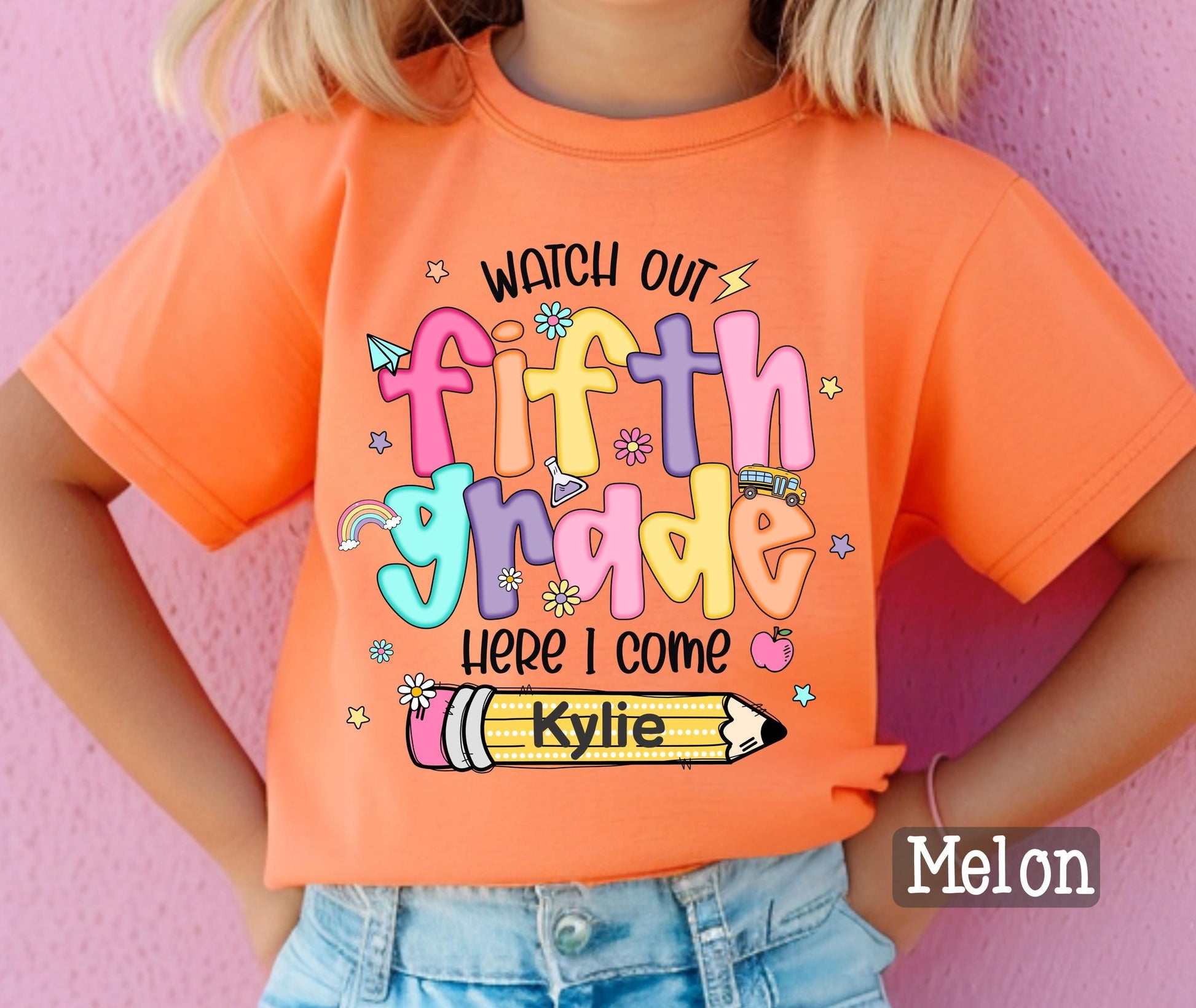 Personalized 5th Grade Back to School Shirt: Custom Name Tee