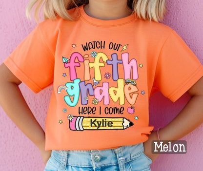 Personalized 5th Grade Back to School Shirt: Custom Name Tee