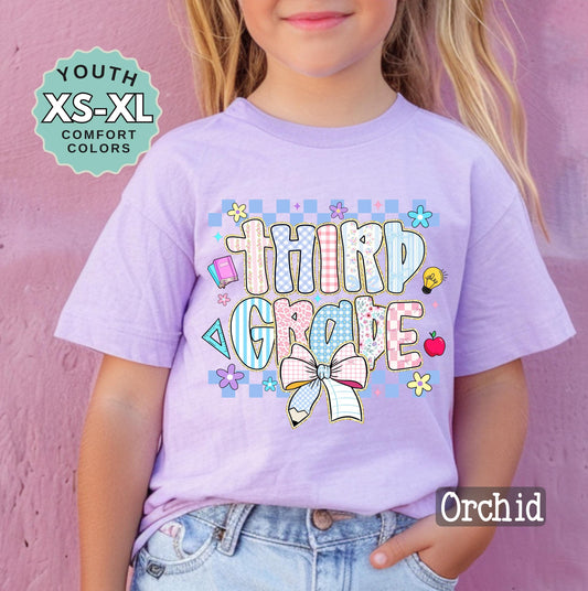 Third Grade Girls Back to School Shirt: Comfort Colors Cotton Tee