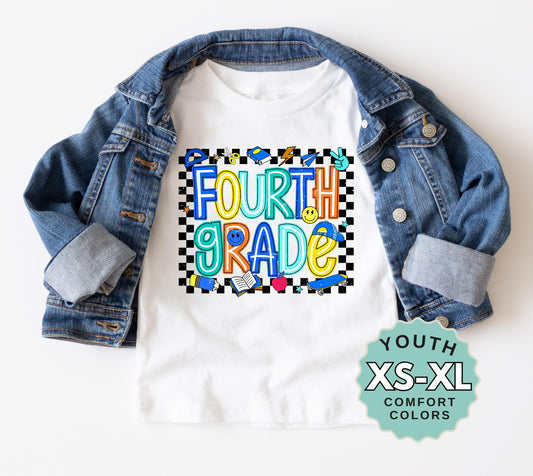 Fourth Grade Boys Back to School Shirt: Comfort Colors Cotton Tee