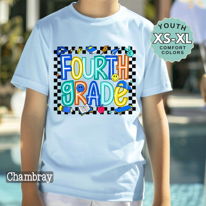 Fourth Grade Boys Back to School Shirt: Comfort Colors Cotton Tee