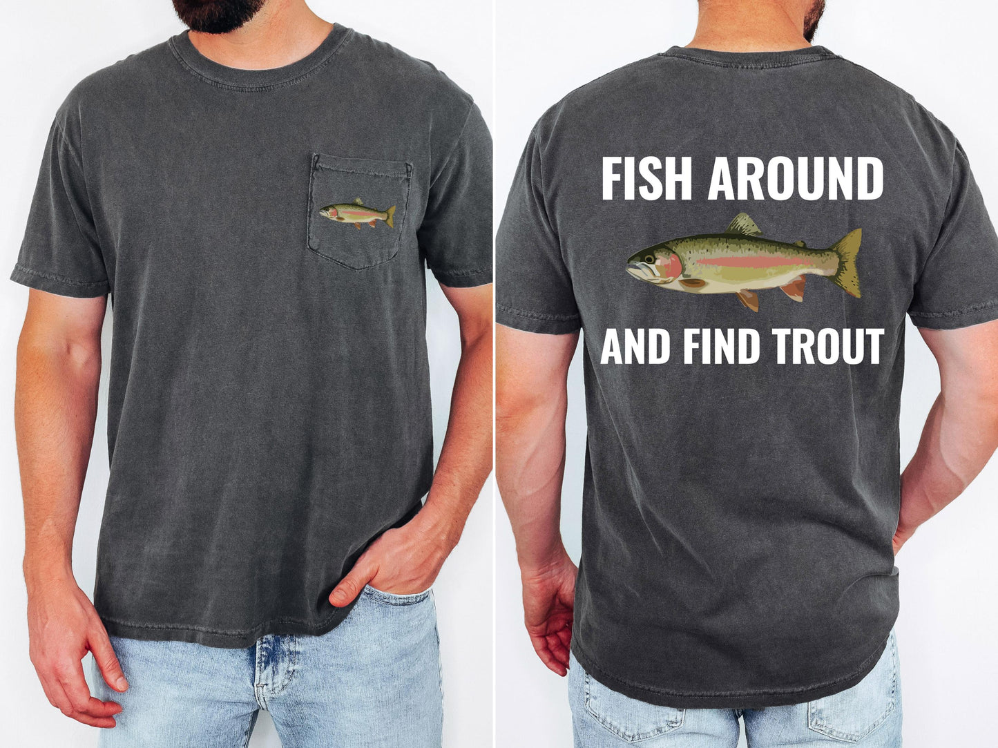 fish around and find out pocket t-shirt funny fishing shirt
