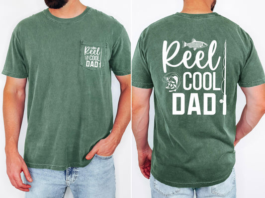 reel cool dad comfort colors pocket tee fishing tshirt funny dad shirt fathers day gift lake day top boat trip fisherman tee outdoor life