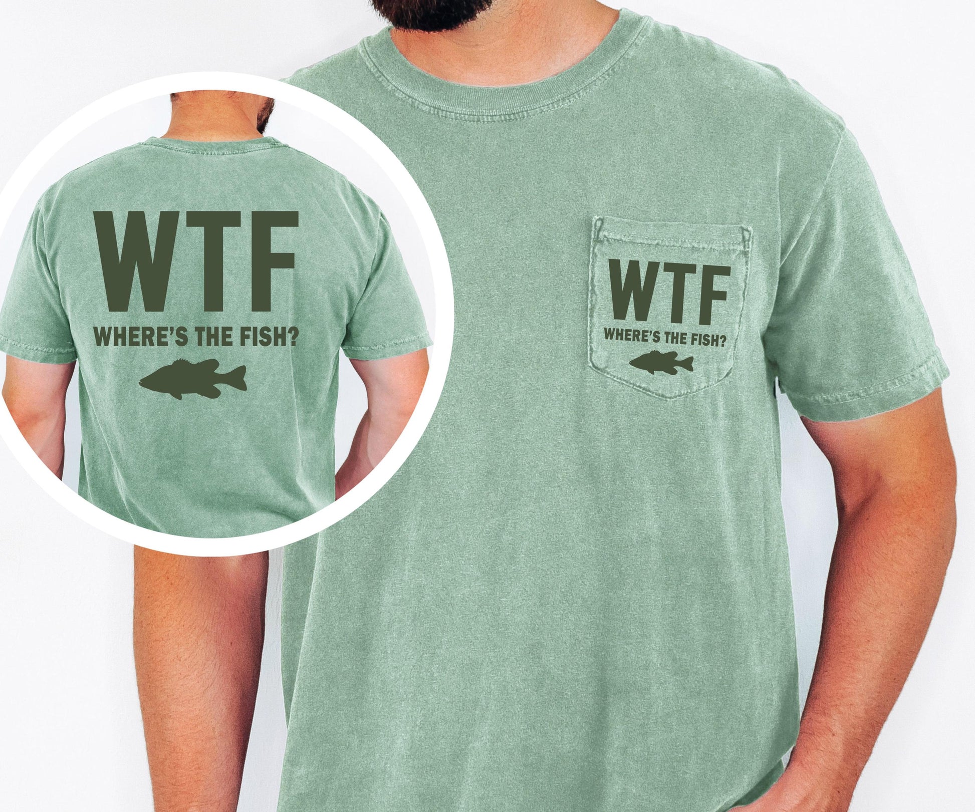WTF Wheres the Fish T-Shirt: Funny Angler Gift, Comfort Colors Pocket Tee