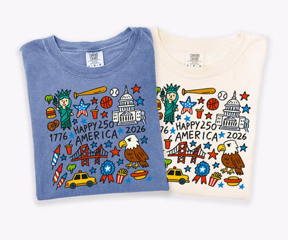 America 250 Shirt 1776 2026 Patriotic Shirt July 4th Shirt Red White Blue USA Shirt Fourth of July Shirt Youth Adult Independence Day Tee