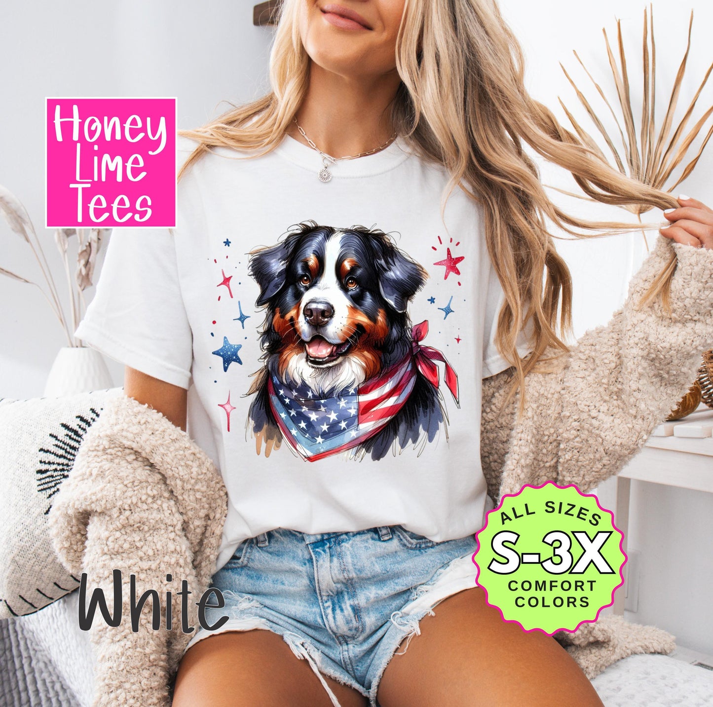 Patriotic Bernese Mountain Dog Shirt: 4th of July USA Tee