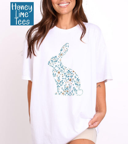 Floral Bunny T-Shirt: Womens Graphic T-shirt