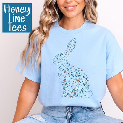 Floral Bunny T-Shirt: Womens Graphic T-shirt
