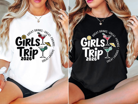 Girls trip 2026 shirts matching vacation tees group travel weekend getaway friends trip tops