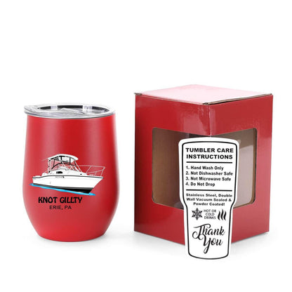 12 oz insulated wine tumbler custom logo boating cup stainless steel boat drinkware gift with lid