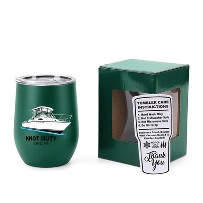 12 oz insulated wine tumbler custom logo boating cup stainless steel boat drinkware gift with lid