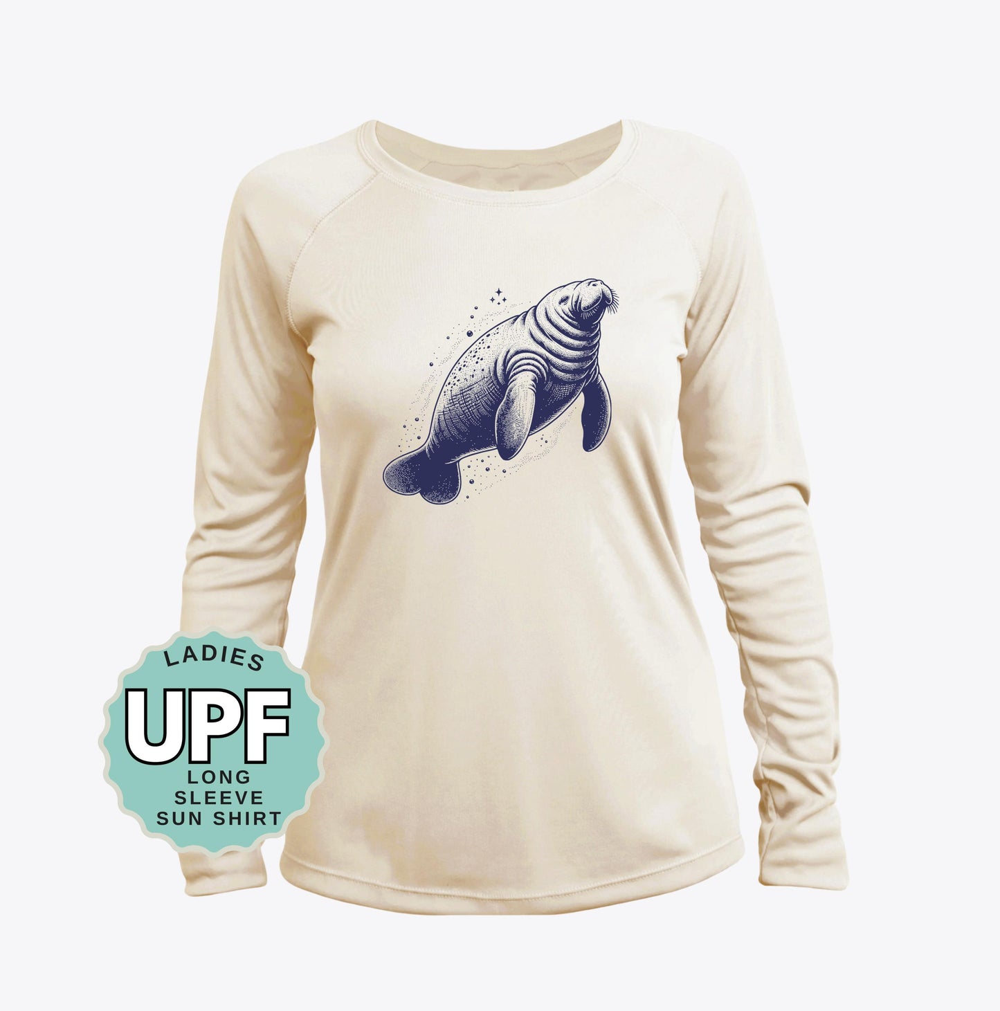 Manatee Sun Shirt UPF 50, Beach Sun Shirt, Coastal Long Sleeve UV Protection
