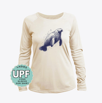 Manatee Sun Shirt UPF 50, Beach Sun Shirt, Coastal Long Sleeve UV Protection