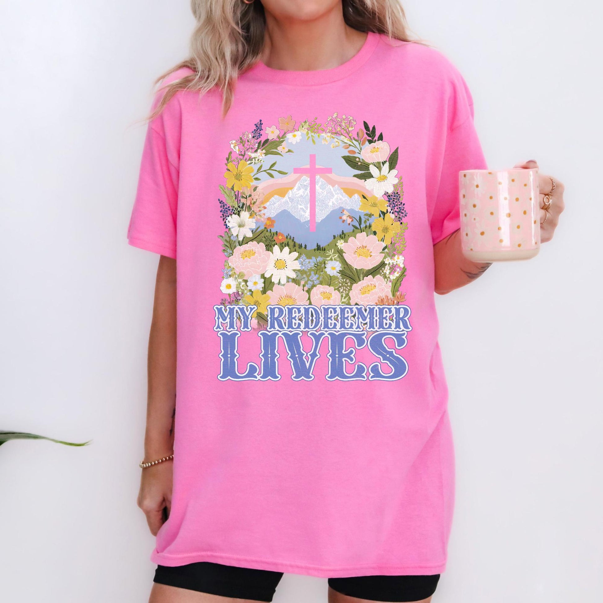 My Redeemer Lives Christian Easter Graphic T-shirt