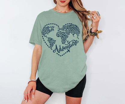 adventure shirt with heart graphic outdoor tee travel shirt hiking nature lover top minimalist adventure tee
