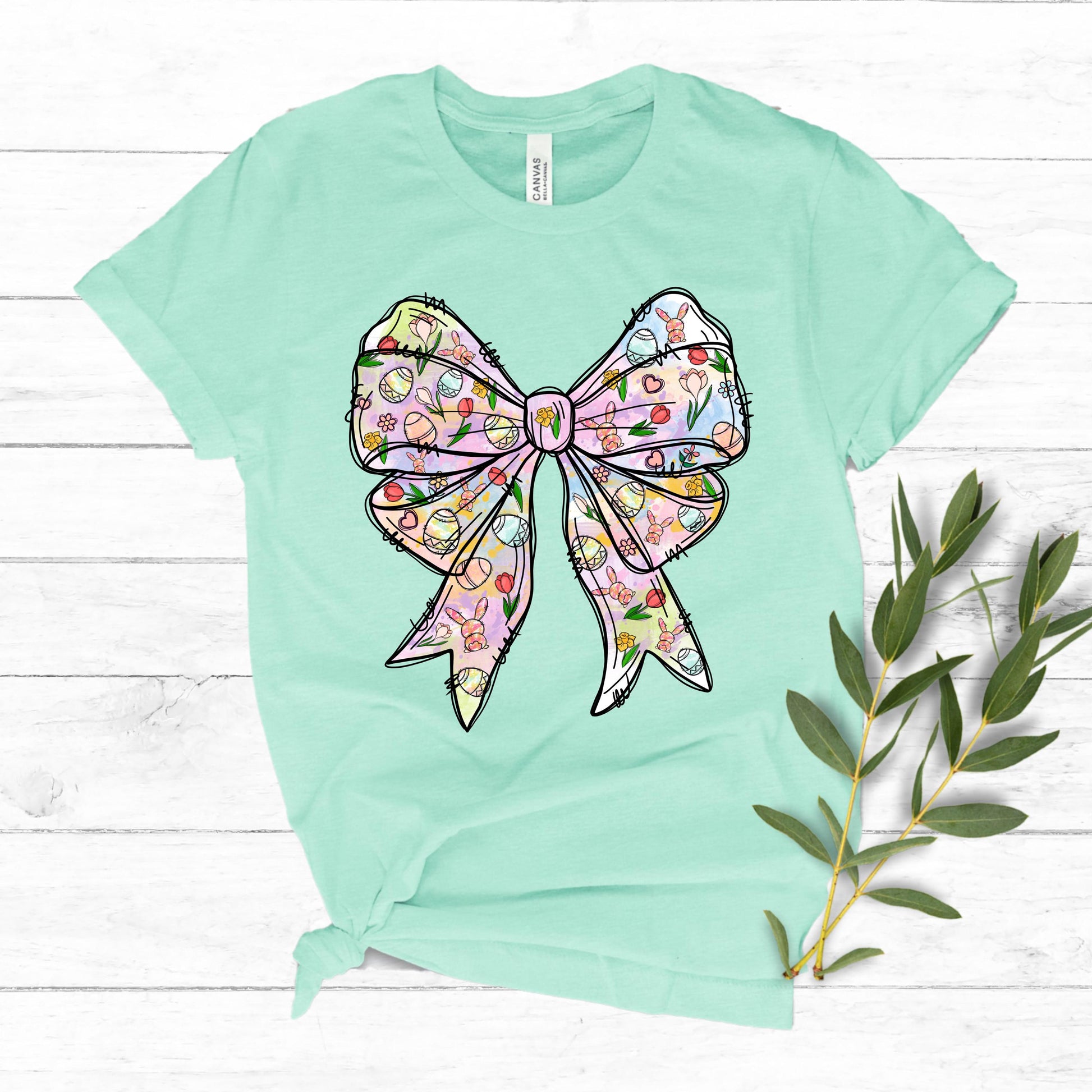 Easter Eggs Bow Shirt - Adult, Youth, Toddler Soft, Comfortable Cotton Tee