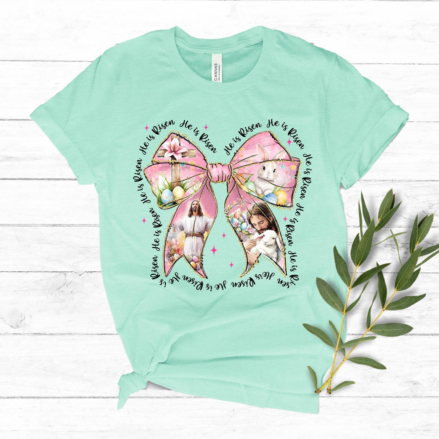 Easter He is Risen Big Bow Shirt - Kids Easter T-shirt Adult, Youth, Toddler Soft, Comfortable Cotton Tee