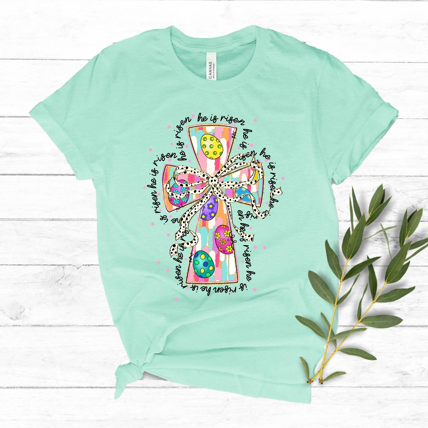 Easter Cross He is Risen Eggs Shirt - Kids Easter T-shirt Adult, Youth, Toddler Soft, Comfortable Cotton Tee