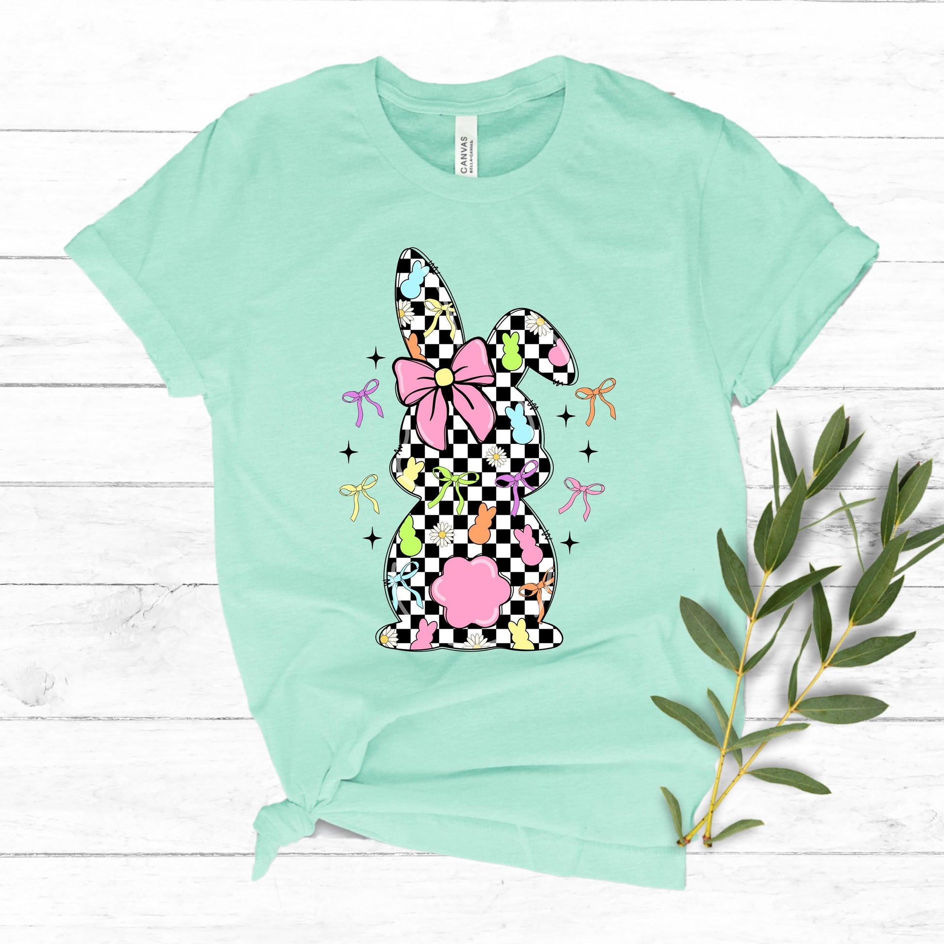 Easter Shirt Checked Bunny - Kids Easter T-shirt Adult, Youth, Toddler Soft, Comfortable Cotton Tee