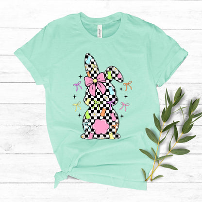 Easter Shirt Checked Bunny - Kids Easter T-shirt Adult, Youth, Toddler Soft, Comfortable Cotton Tee