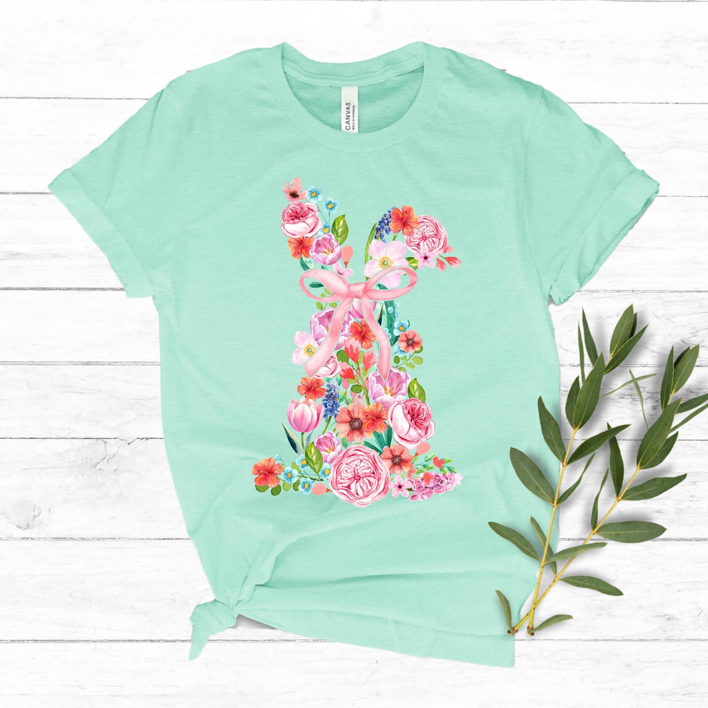 Easter Shirt Floral Bunny - Kids Easter T-shirt Adult, Youth, Toddler Soft, Comfortable Cotton Tee