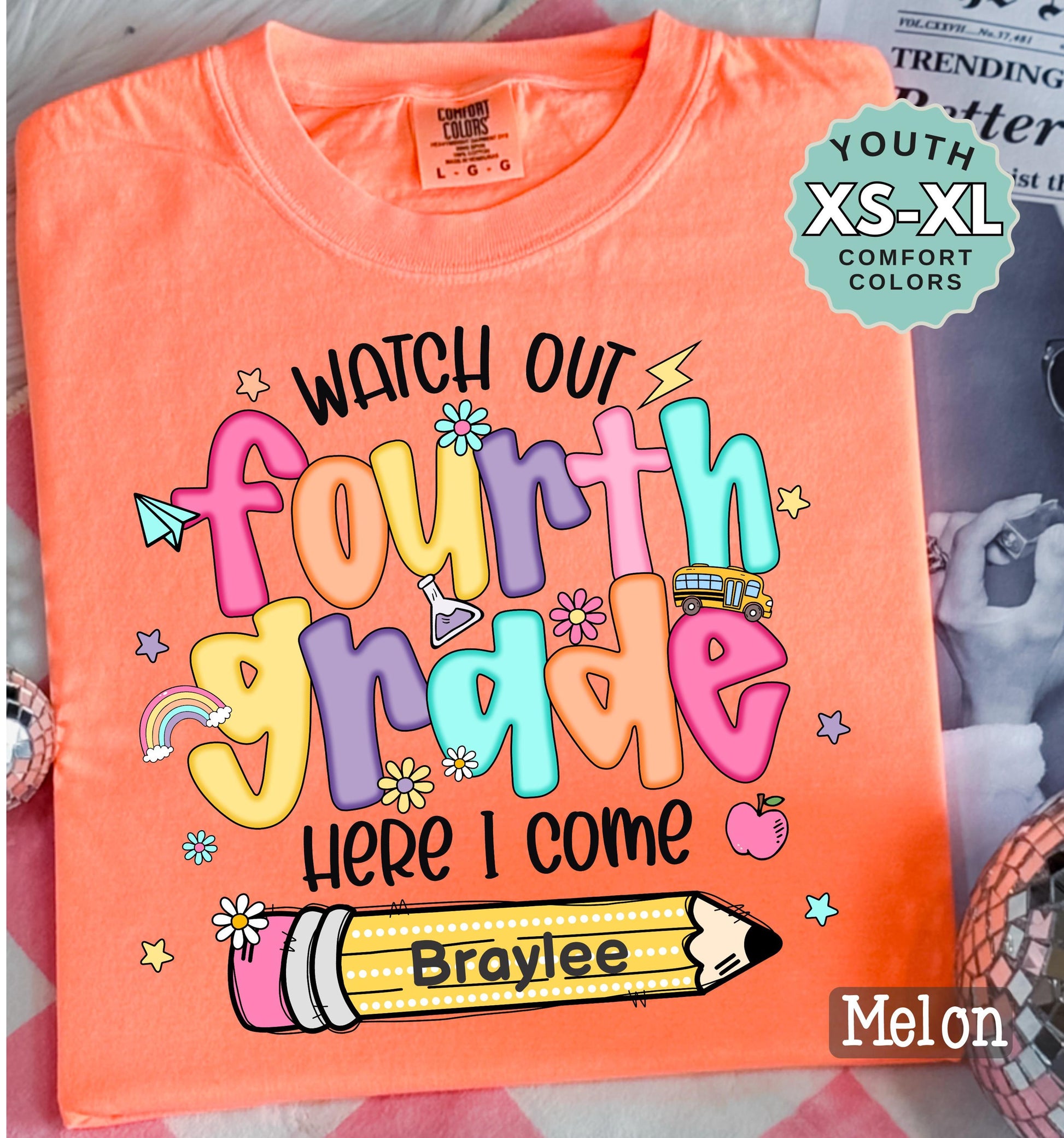 Personalized 4th Grade Back to School Shirt: Custom Name Tee