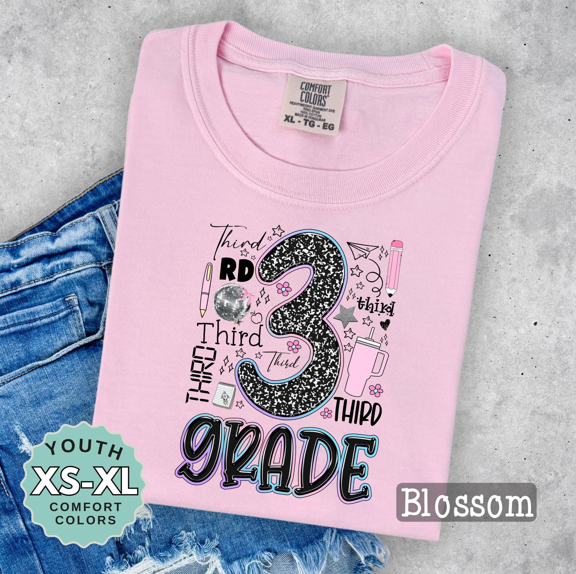 third grade girl shirt back to school outfit kids tee gift for 3rd grade girl elementary school shirt first day of school tee for girls