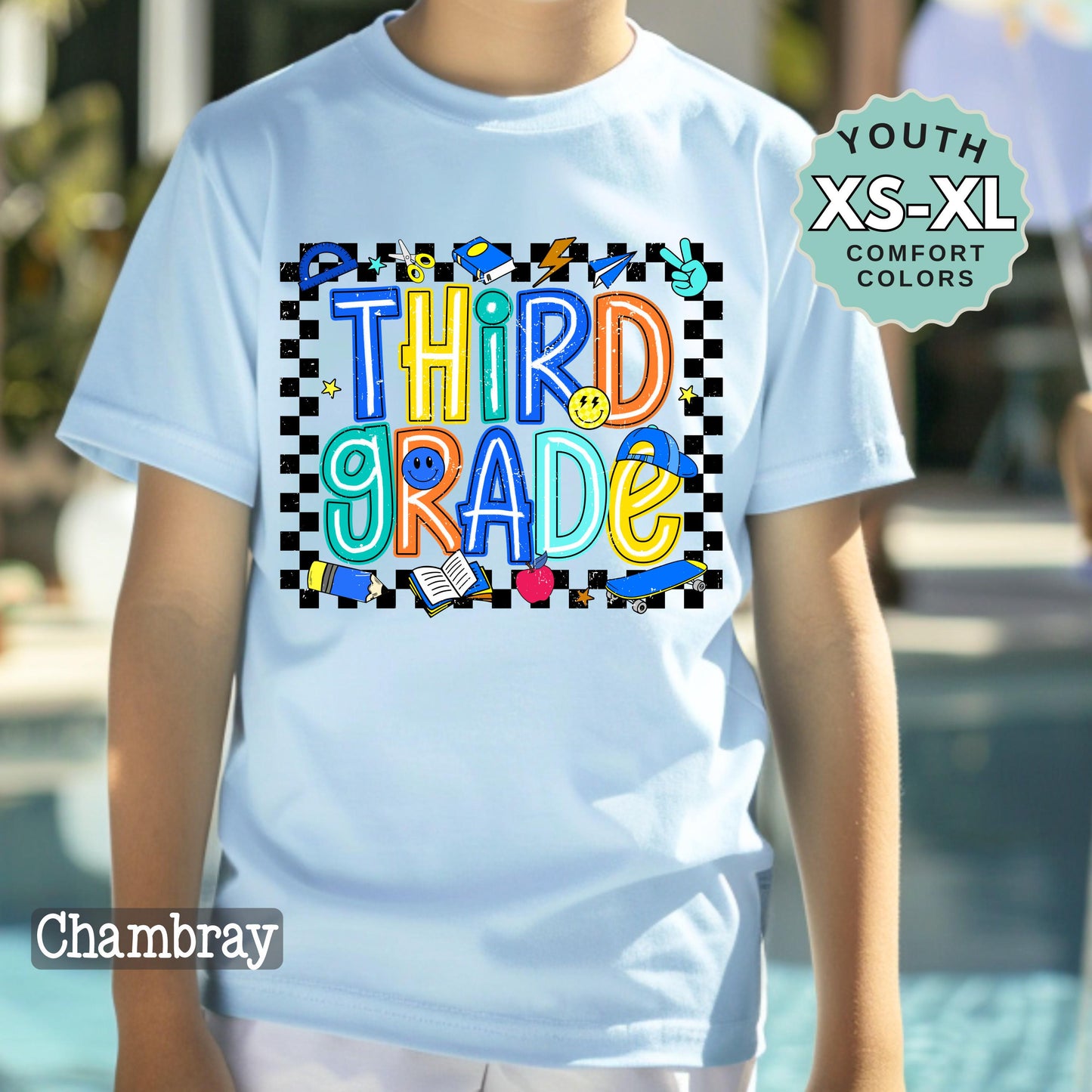 Third Grade Boys Back to School Shirt: Comfort Colors Cotton Tee