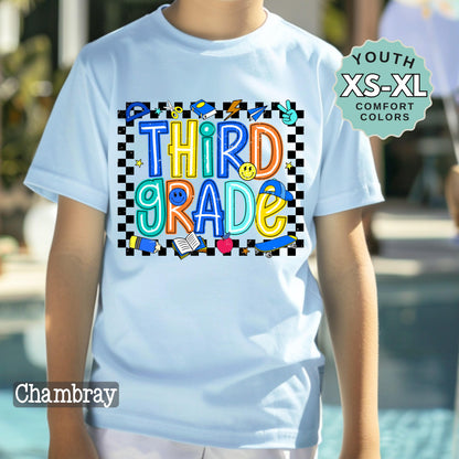 Third Grade Boys Back to School Shirt: Comfort Colors Cotton Tee