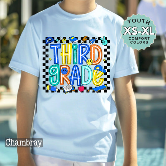 Third Grade Boys Back to School Shirt: Comfort Colors Cotton Tee